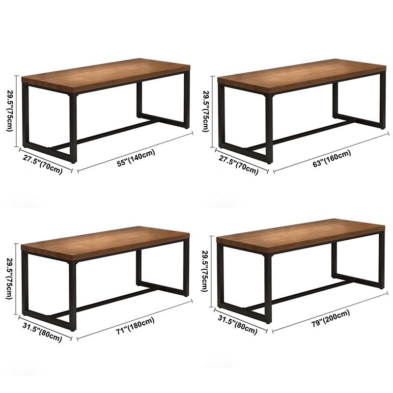 Industrial Rectangle Dining Table Pine Solid Wood Table with Trestle Base for Home Kitchen Dinner