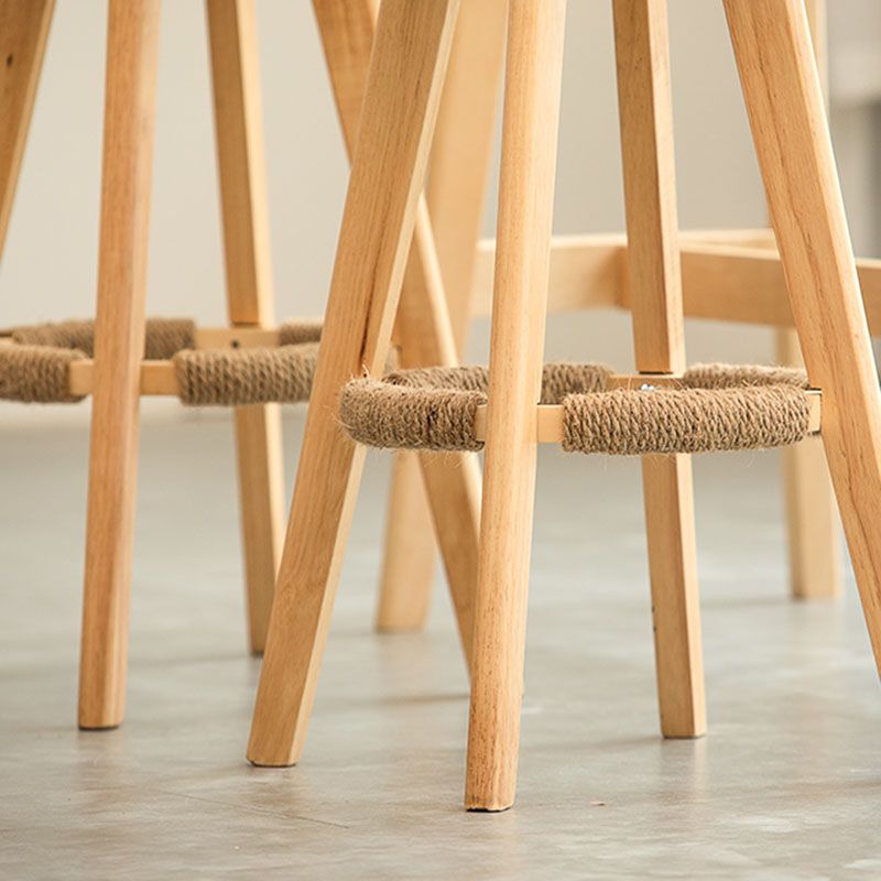 Modern Rubberwood Solid Wood Bar Stool Matte Finish Home Stool