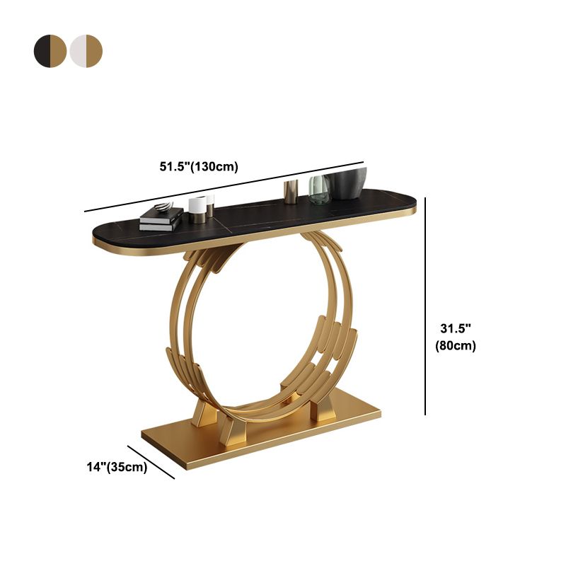Glam Marble and Metal Rectangle Console Accent Table for Hall