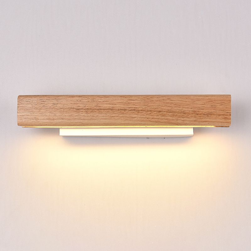 1 Light Rectangle Wall Mounted Lamps Modern Style Wood Wall Lamps