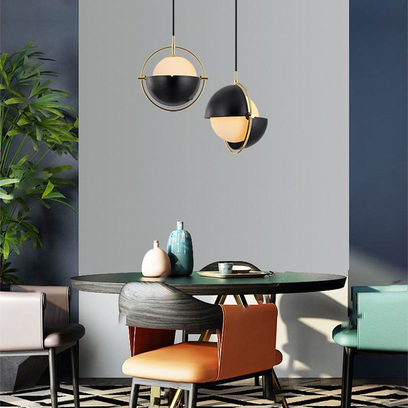 Globe single hanglamp in moderne creatieve stijl smeedijzeren hangende lamp met glazen schaduw