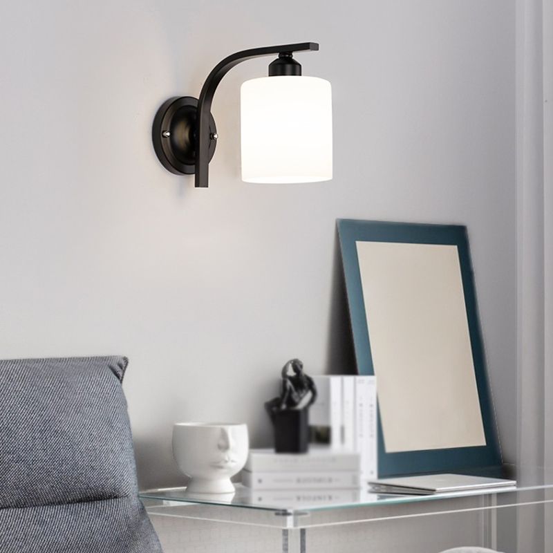 Nordic Style White Glass Sconce Light Fixtures One Head Wall Lamp for Bedroom