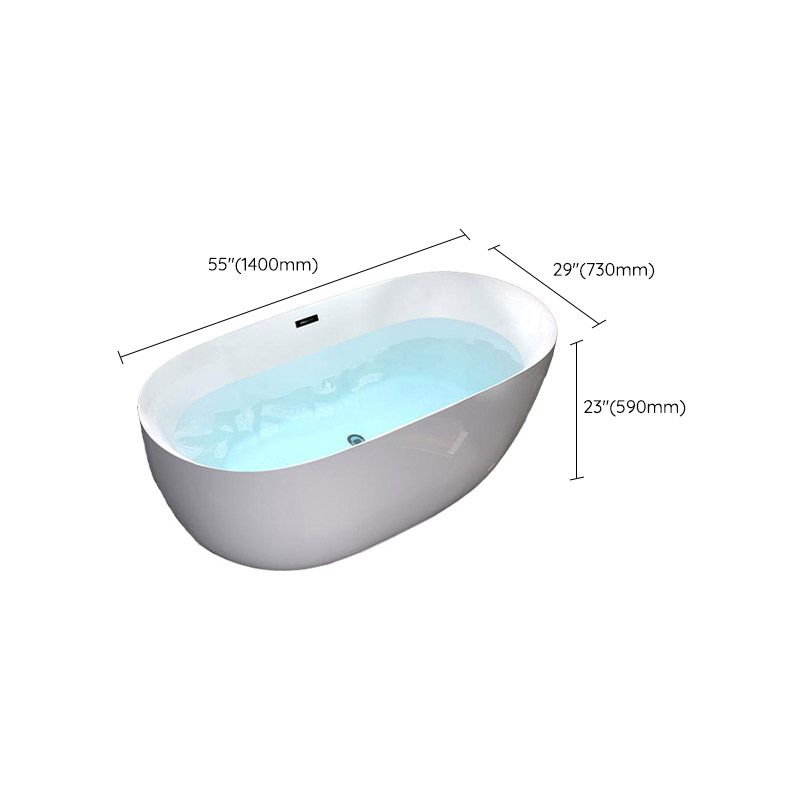 Modern White Acrylic Bathtub Freestand Soaking Bathtub with Drain Bath Tub
