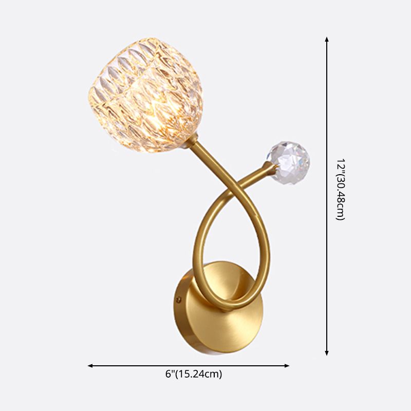 Brass Ball Shaped Wall Lighting Modern 1 Bulb Crystal Wall Mount Lamp for Bedroom