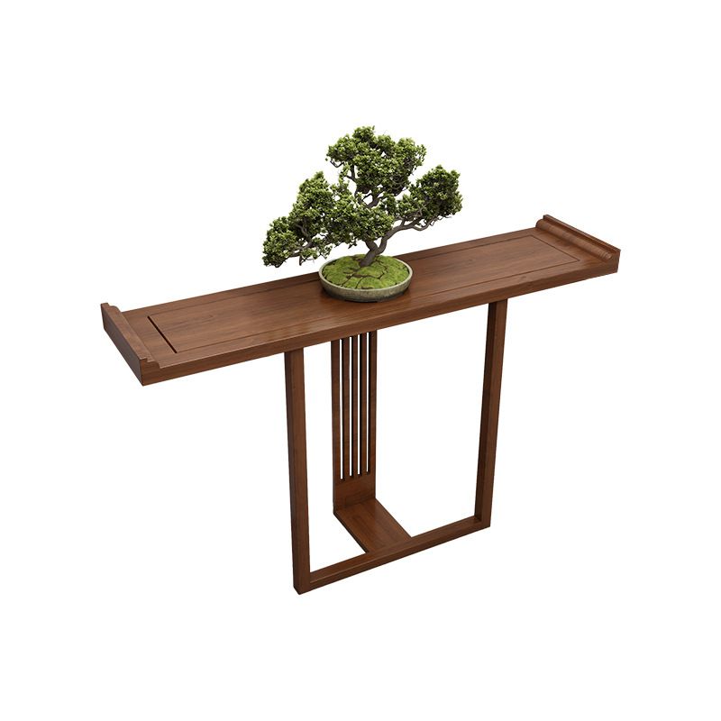 11.8" W Oval Console Table Mid-Century Modern Solid Wood Console