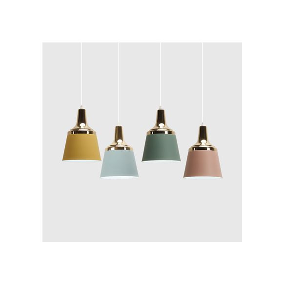 Cloth Shop Bucket Suspension Light Aluminum Single Head Nordic Macaron Colored Pendant Light