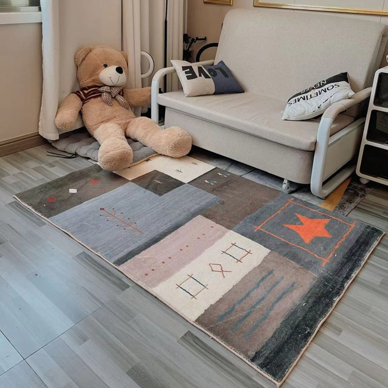 Modern Living Room Area Carpet Tribal Pattern Polyester Area Rug Easy Care Rug