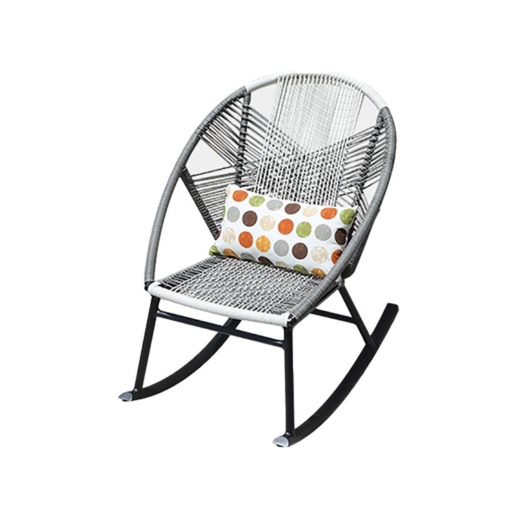 Contemporary Rocking Chair Wicker Spindle Backrest Metal Chair Legs Porch Rocking Chair