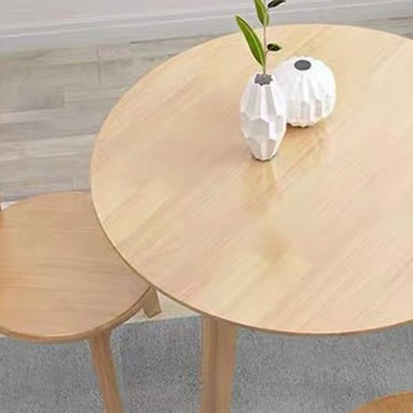 Oak Round Dining Table 4 Legs Dining Table in Natural and Walnut