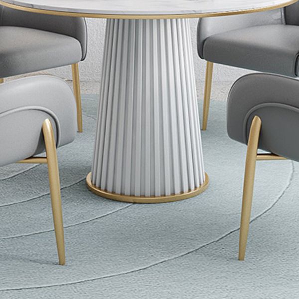 Minimalist Kitchen Standard Dining Table White Sintered Stone Dining Table with Pedestal Base
