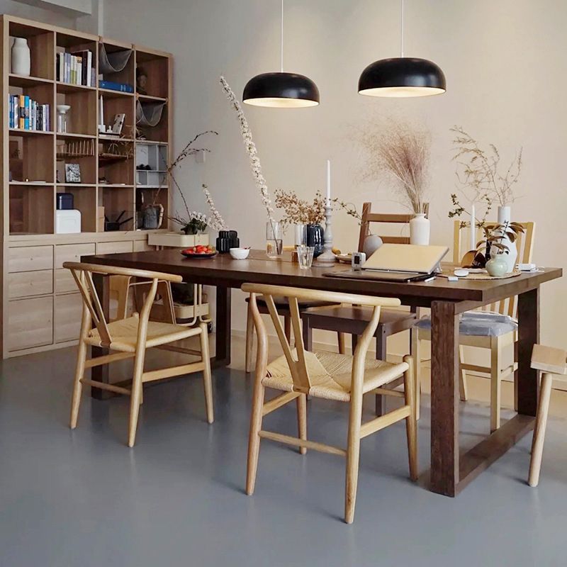 Solid Wood Top Dining Table Contemporary Rectangle Dining Table with Sled Base