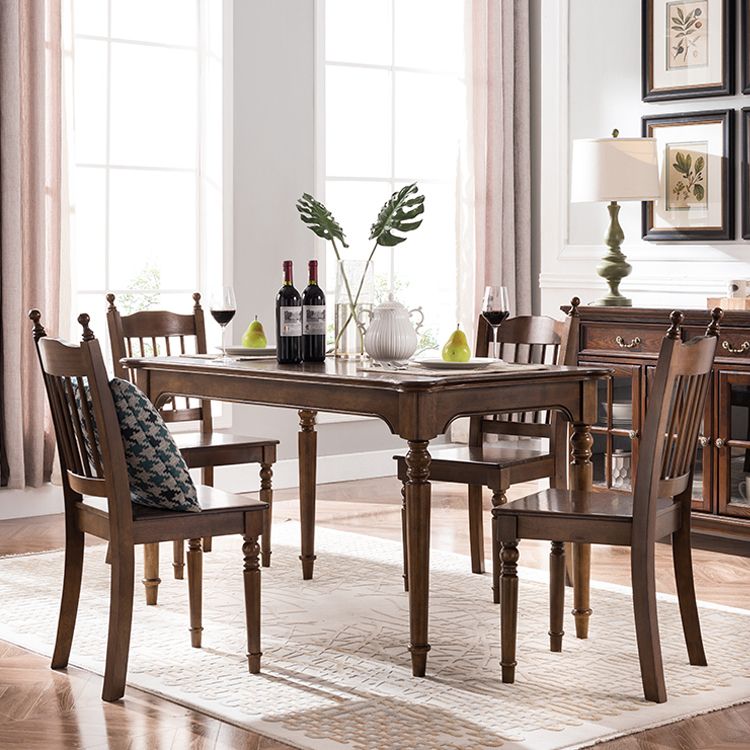 Silla de comedor tradicional de madera de caucho, silla lateral con respaldo de listones, silla de comedor individual