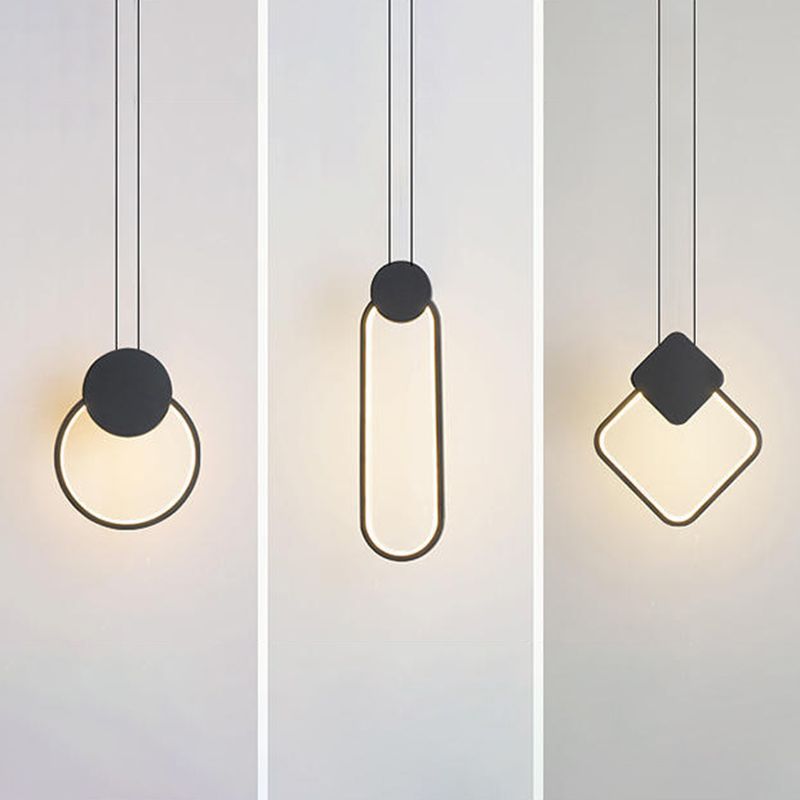 Geometric Acrylic LED Ceiling Light in Modern Singularity Wrought Iron Pendant Light for Commercial Place