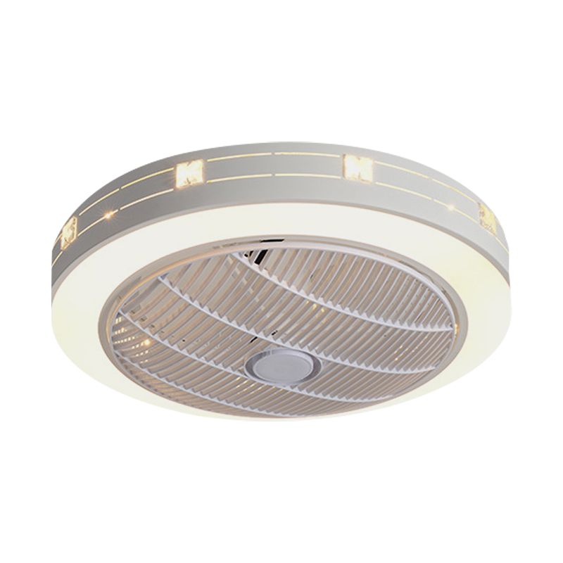 23 "W Round acrylique suspendu au ventilateur modernisme modernisme LED blanc semi-rince