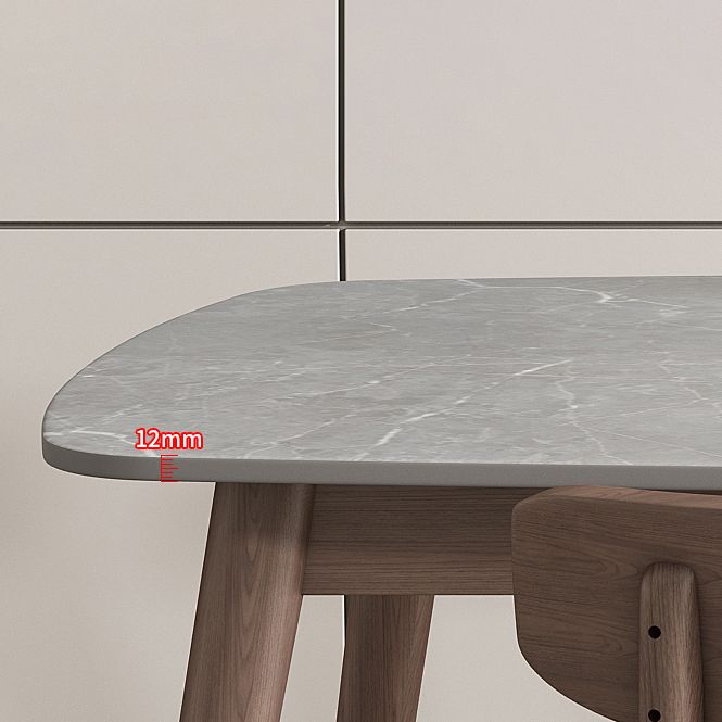 Mid-century Dining Table Stone Top Dining Table with Solid Wood Base