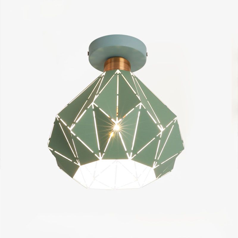 Modern Creative Iron Flush Mount Geometric 1-Light Ceiling Light for Bedroom