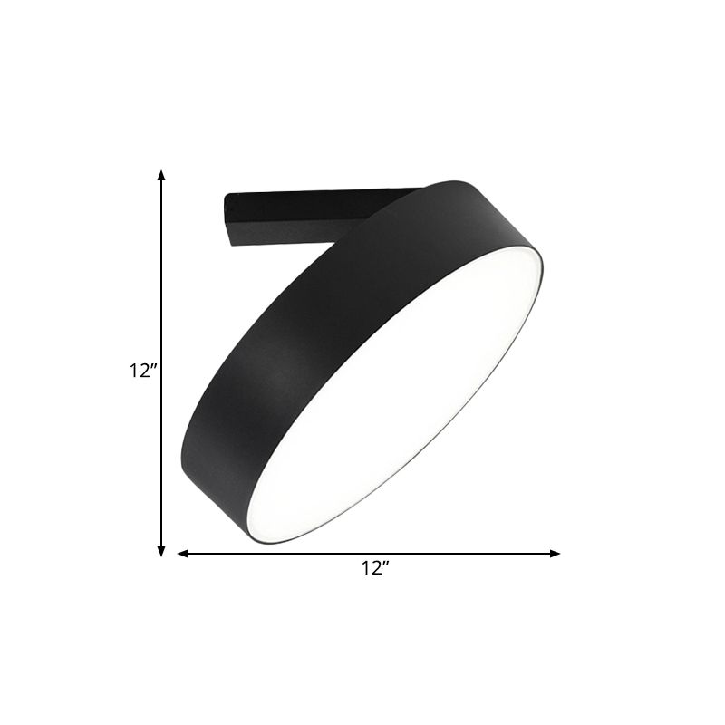 8 "/12" W Round Corridor Flushmount Light Modern Metallic LED Black Flush Mount Ceiling Lamp Fixture