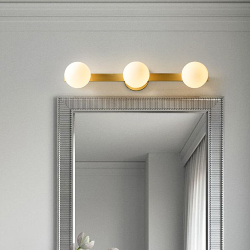 Copper 1-Light Ball Shade Wall Sconce Modern Style Mirror Wall Lighting in Brass