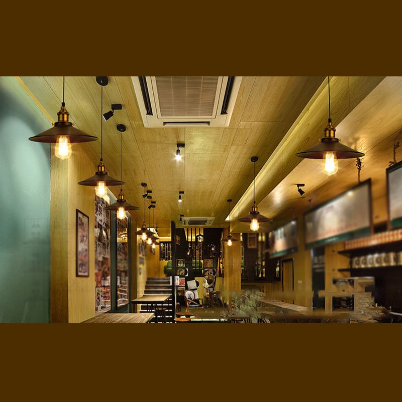 Industrial Style Pendant Light Fixtures with Metal Shade for Living Room Coffee Shop