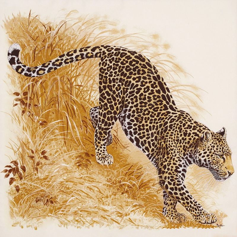 Full Illustration Modern Wall Mural for Home Decoration with Yellow and Black Leopard Design