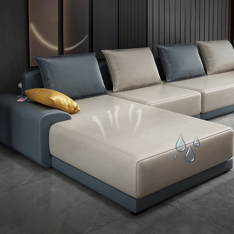 Contemporary Removable Cushions Loose Back Sofa with Reversible Chaise for Living Room