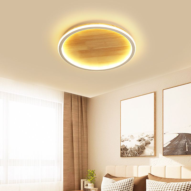 Lámparas de techo empotradas modernas de anillo, luz montada en el techo de madera para dormitorio