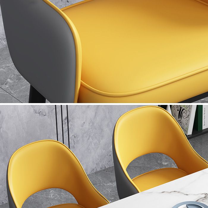 Glam Open Back Dining Arm Chair Leather Dining Chair for Kitchen