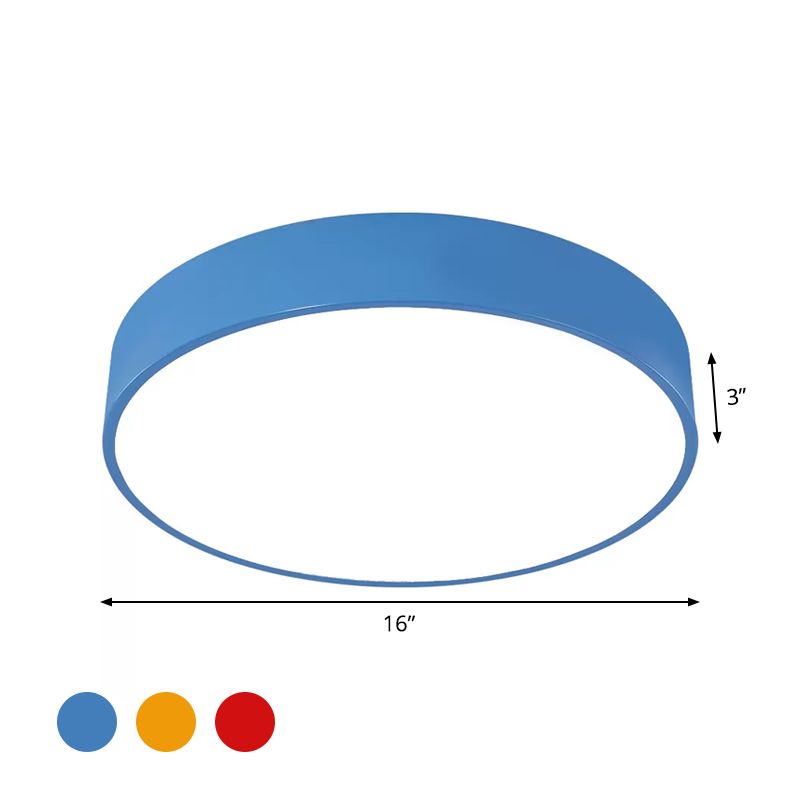 Circular Acrylic Ceiling Mounted Fixture Children Style Red/Yellow/Blue LED Flushmount Lighting