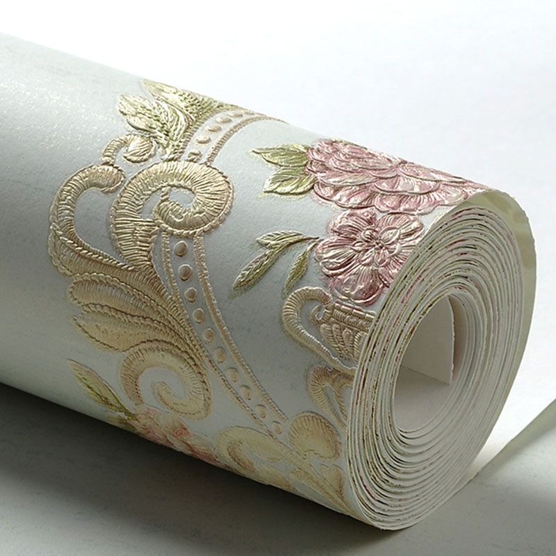 Rouleau de papier peint à fleurs de couleur pastel, décoration murale résistante à l'humidité pour le salon, 57,1 pieds carrés