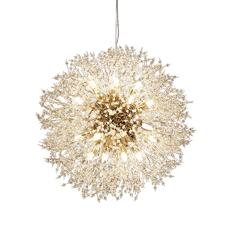 Modern Style Dandelion Crystal Pendant Light Home Decoration Lighting Fixture in Gold for Dining Room