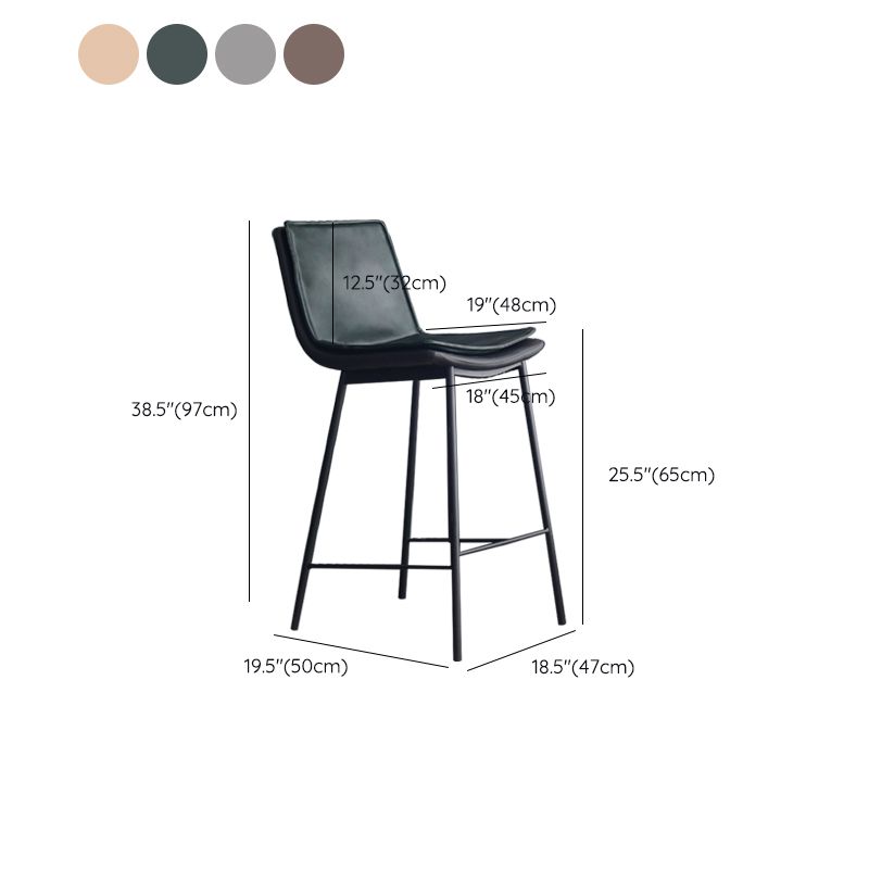 Industrial PU Leather Barstools Metal Base Bar Stool for Living Room