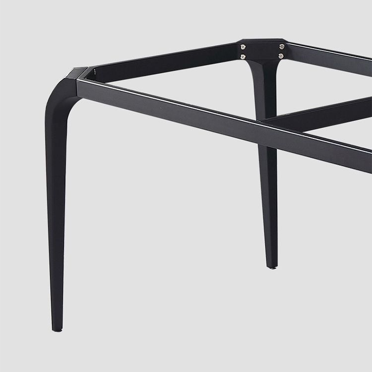 Contemporary Rectangle Dining Table Sintered Stone Dining Table with 4 Black Legs