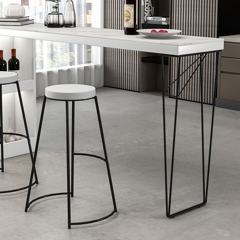 Modern Rectangle Bar Dining Table Bar Height Cocktail Table with Metal Base