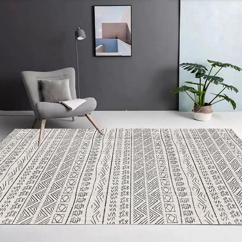 Traditional Area Rug Tribal Print Retro PVC Carpet Anti-Slip Indoor Rug for Living Room