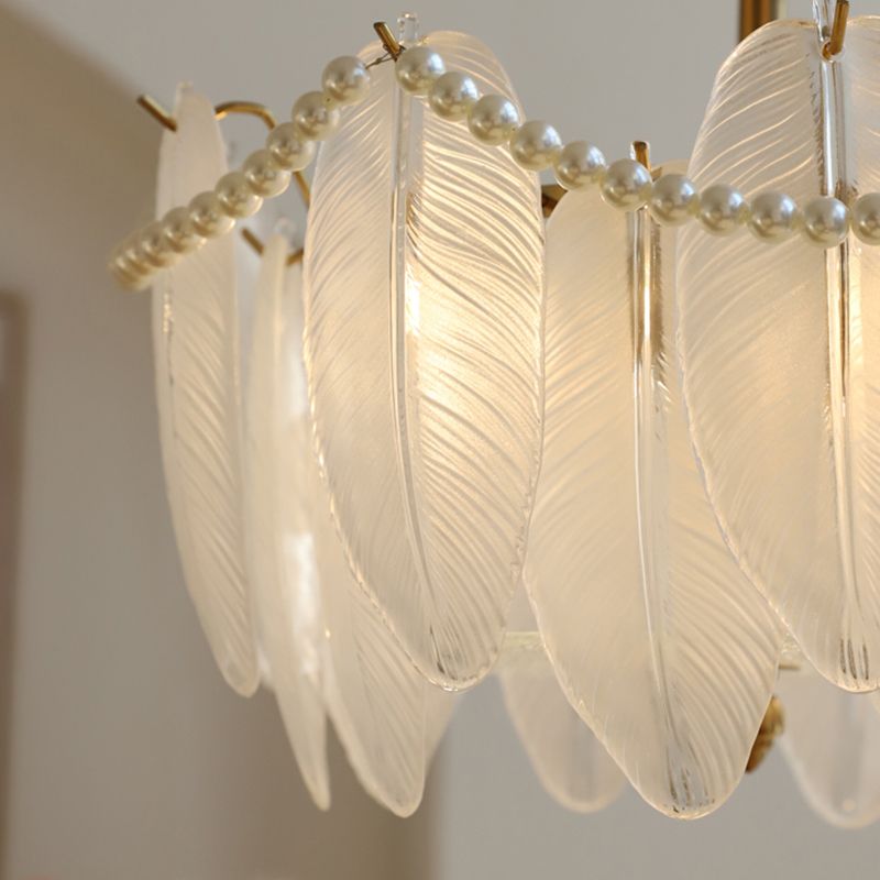 Faire de plumes lampe de plafond support de fer moderne monte à chasse à lampe à lampe en verre pour balcon