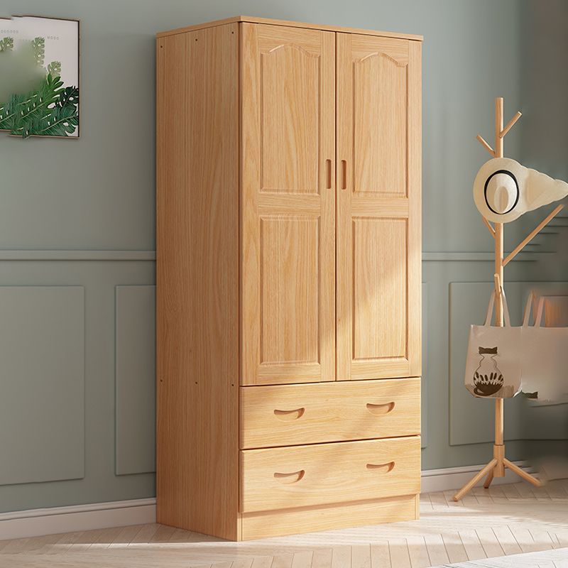 Modern Natural Solid Wood Wardrobe Freestanding Wardrobe with Self Close Drawers