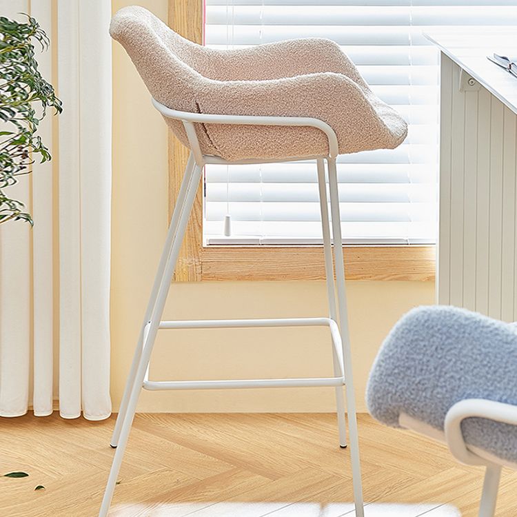 Scandinavian Upholstered Armed Bar Stool Matte Finish Footrest Home Stool