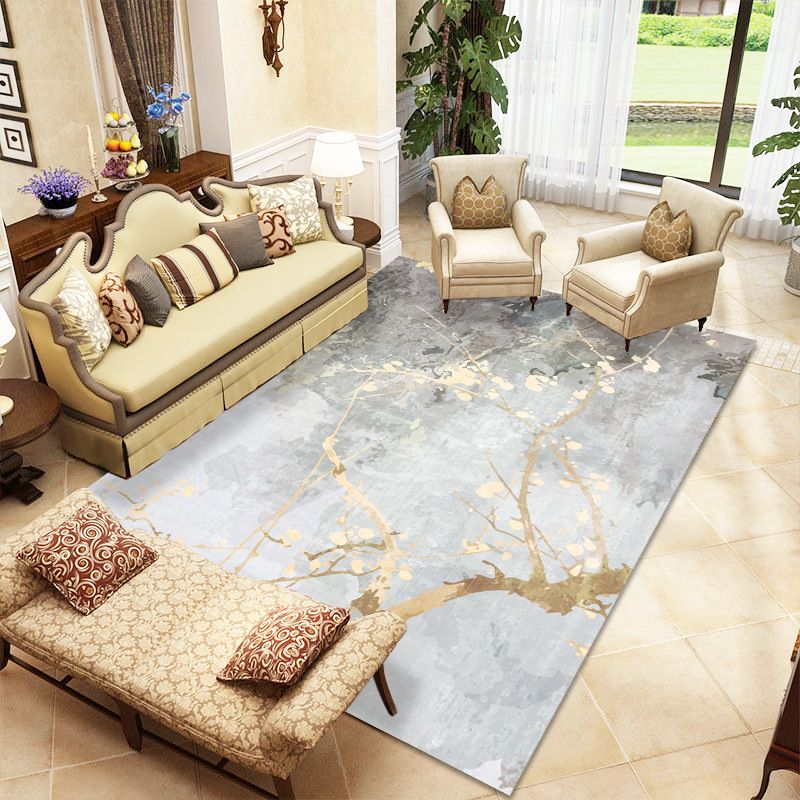 Fancy Carpet Simple Abstract Print Area Rug Polyester Stain Resistant Rug for Home Decor