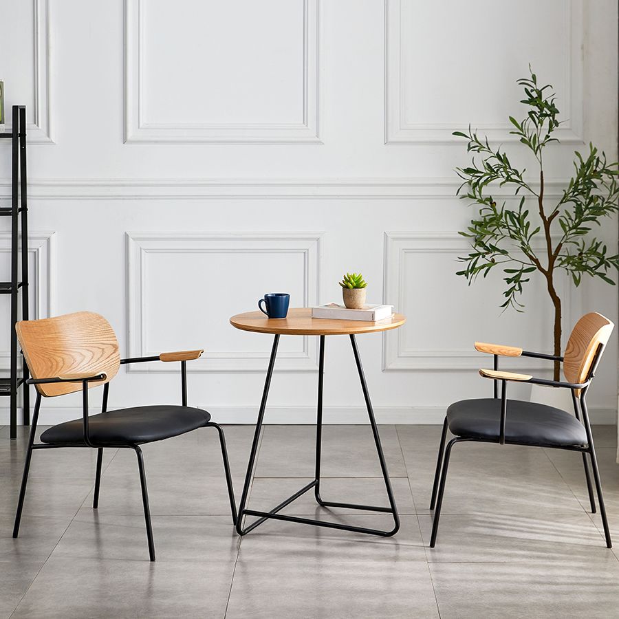 Silla moderna para interiores y exteriores, silla auxiliar de comedor con respaldo abierto de metal y brazo