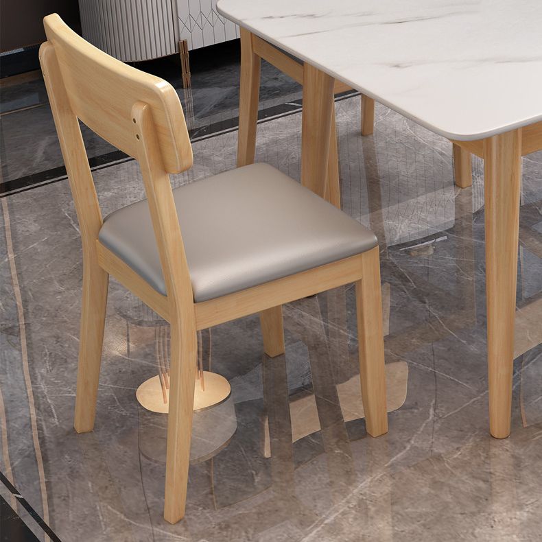 Chaise de salle à manger carrée de cuisine moderne, chaise sans bras latérale à dossier ouvert