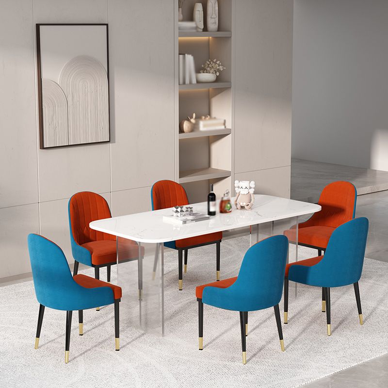 1/2/5/7 Pieces Modern Dining Set with Rectangle Table and Red Chairs Dinette Set