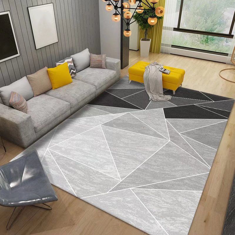 Navy Geometry Carpet Polyester Modern Carpet Washable Carpet for Home Decor