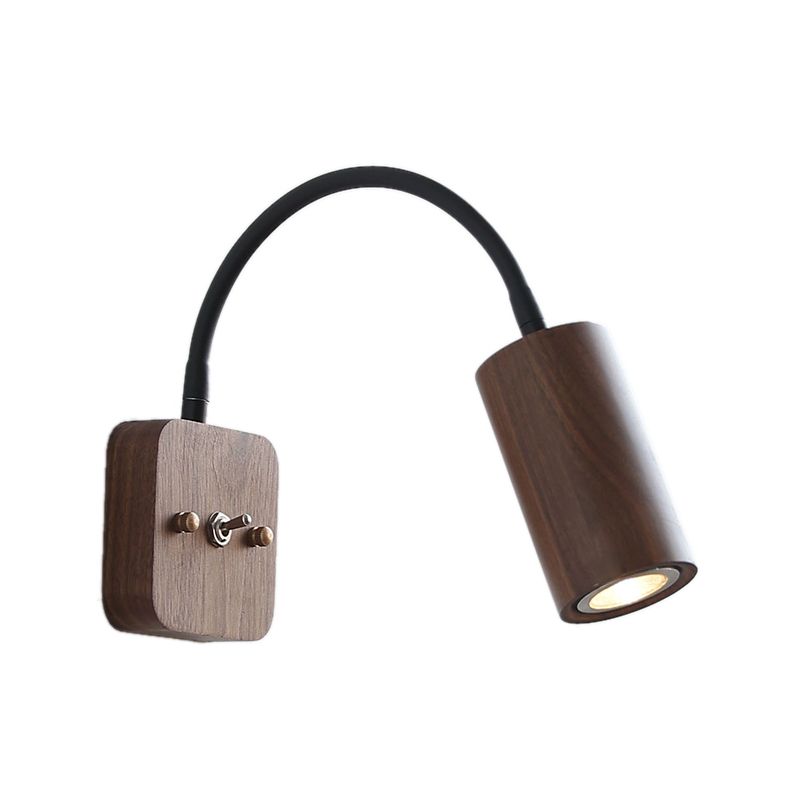 Modern Wooden Shade Wall Lighting Fixtures Cylinder Shade Wall Lamp for Bedroom