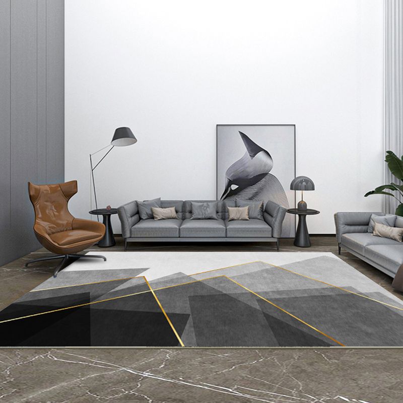 Simple Graphic Printed Carpet Polyester Indoor Carpet Non-Slip Backing Rug for Home Decoration