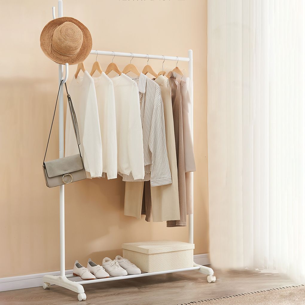 Stainless Steel Open Armoire Contemporary Style Cabinet with Clothing Rod