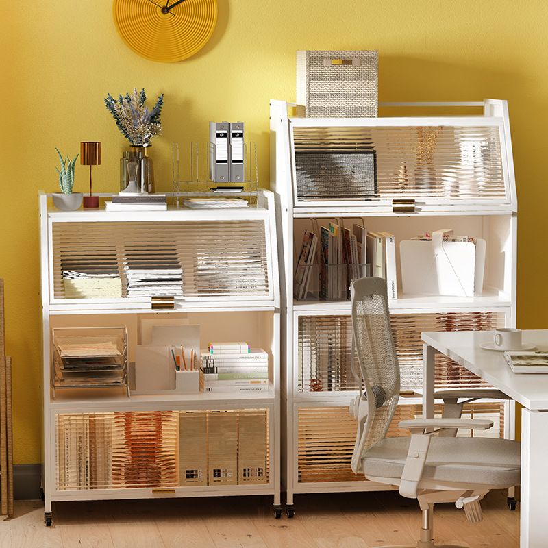 Standard Bookcase Metal Glam Closed Back Bookshelf with Shelves