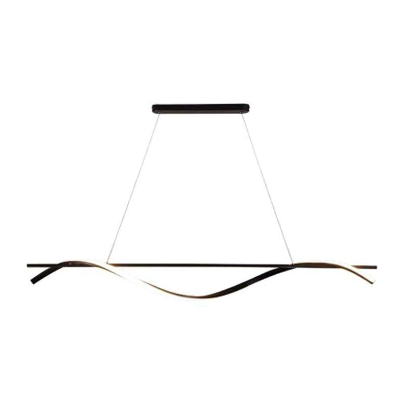 39.3 Inches Wide Modern Minimalist LED Island Light Iron Long Strip Bar Lighting Fixture in Black