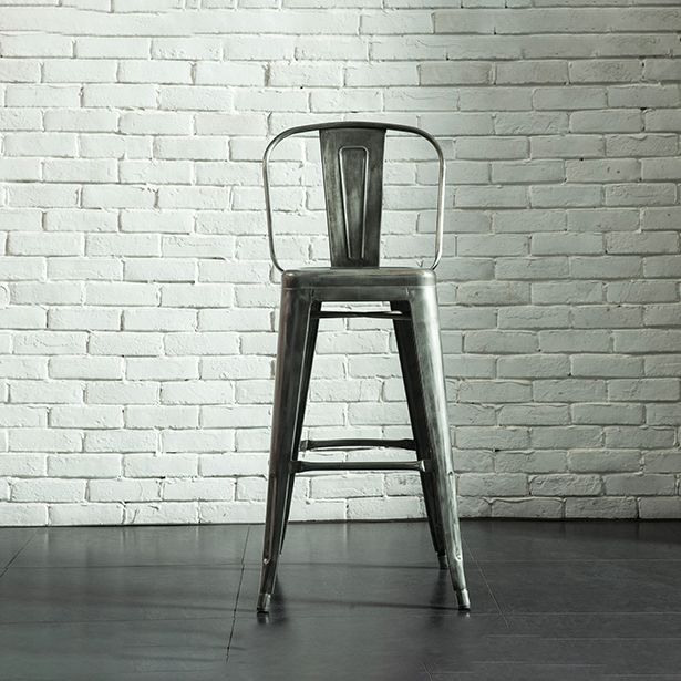 Modern Style Full Back Bar-stool Square Counter Bar Stool with Metal Legs