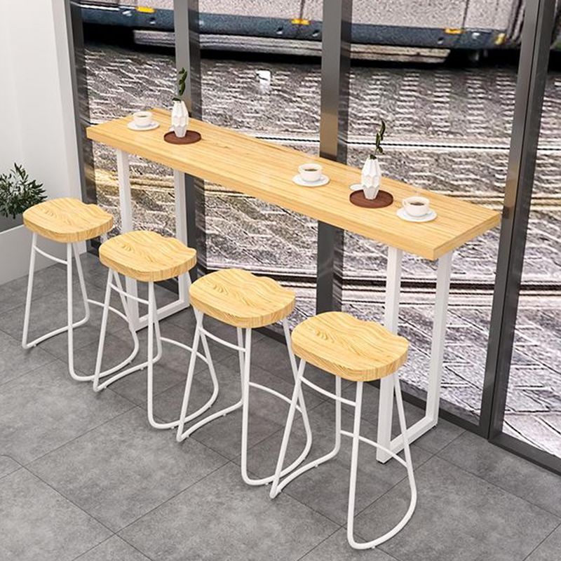 Modern Style Rectangle Wood Bar Table 1/5/9 Pieces Bar Table Set for Kitchen