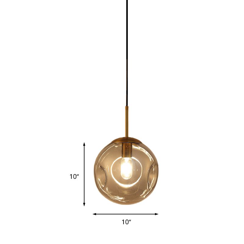 Luz de colgante de globo de estilo simple estilo gris de vidrio con hoyuelas 1 lámpara colgante de cabeza